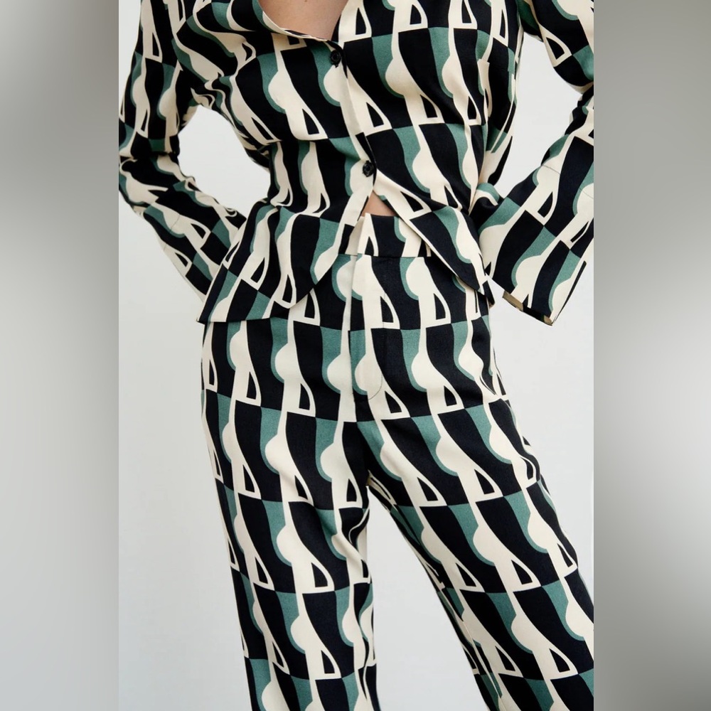 Zara printed flared pants